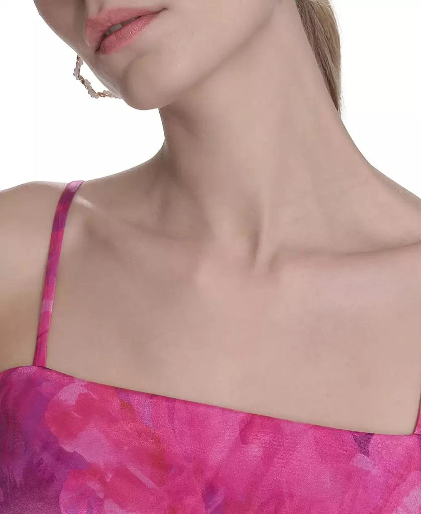 Eliza J Women's Square-neck Floral Print Organza Gown 4