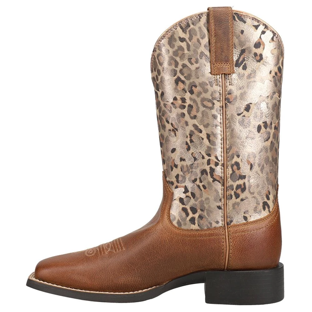 Ariat Round Up West Leopard Square Toe Cowboy Boots 3