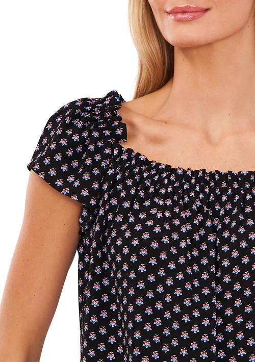 CeCe Womens Printed Square Neck Blouse 3