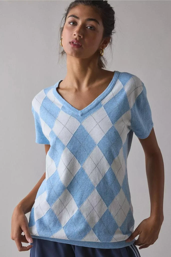 Urban Renewal ReMADE By UO Short Sleeve Argyle Sweater Sweaters