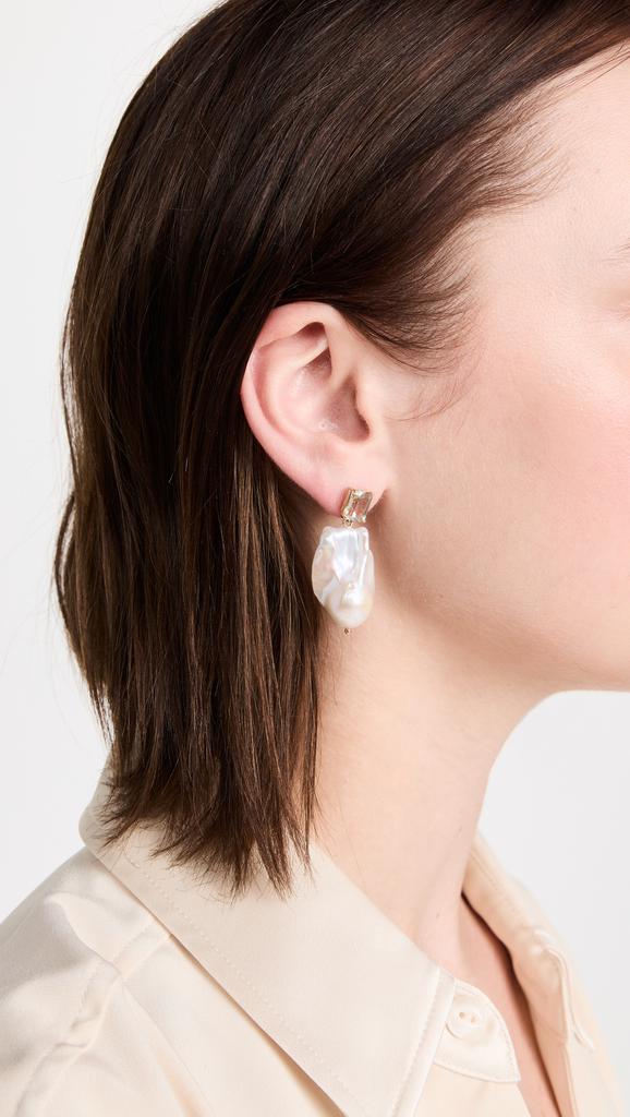 MATEO 14k Green Amethyst and Baroque Pearl Drop Earrings