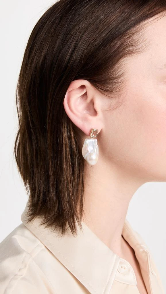 MATEO 14k Green Amethyst and Baroque Pearl Drop Earrings 2