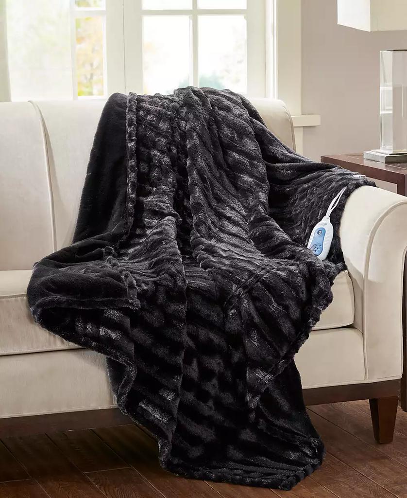 Beautyrest Duke Ribbed Electric Faux-Fur Throw, 50" x  70"