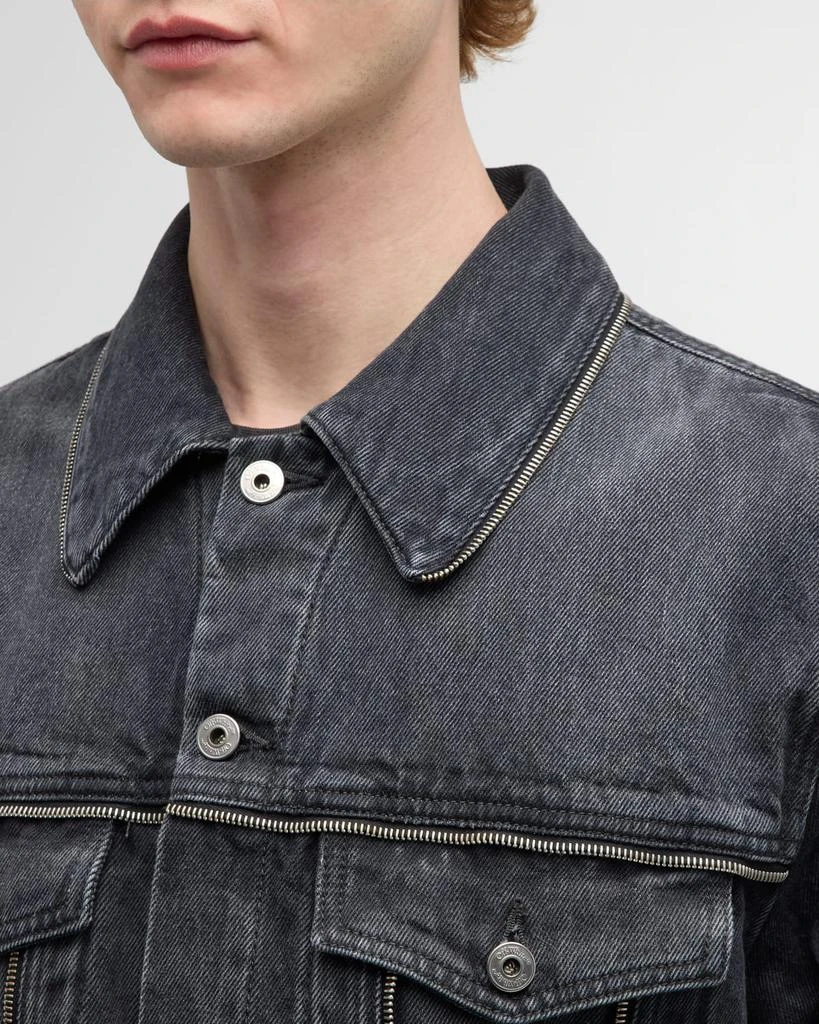 Off-White Men's Arrow Zipper-Trim Denim Jacket 6