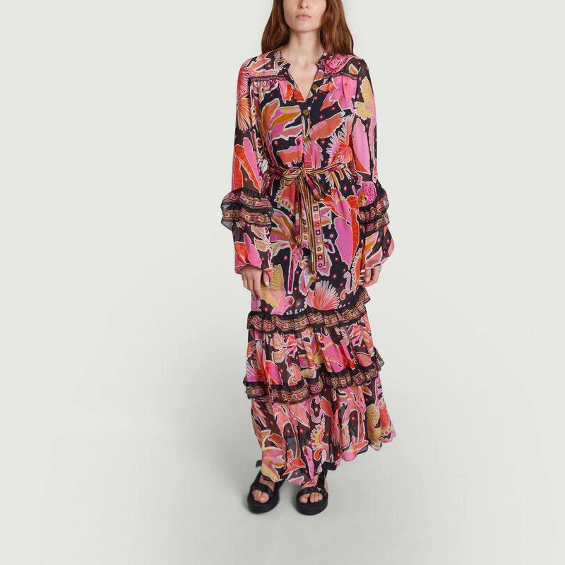 Farm Rio Nature midi dress ENCHANTED NATURE BLACK FARM RIO 1