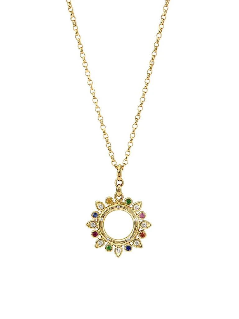Tamara Comolli Gypsy 18K Yellow Gold, Diamond, Sapphire & Tsavorite Sun Pendant Necklace 1