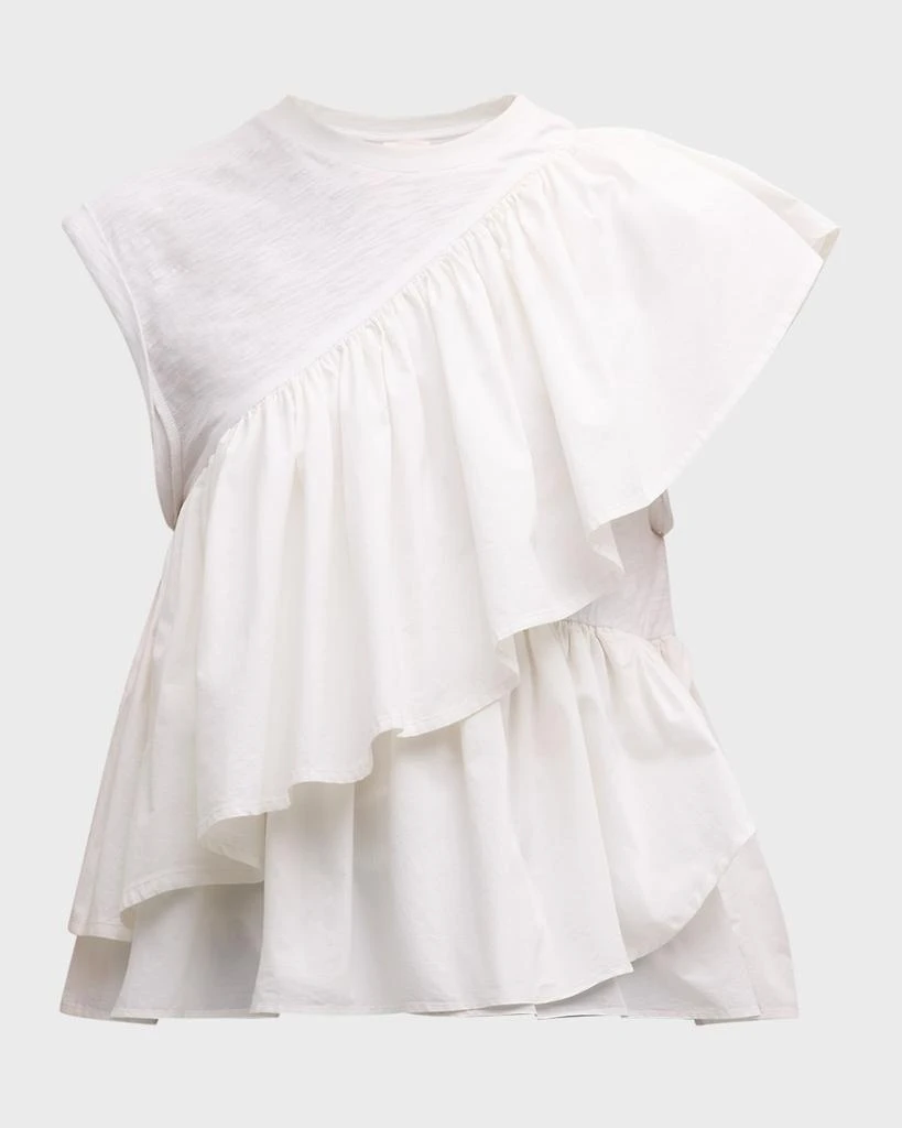 Cinq a Sept Micki Asymmetric Ruffle Sleeveless Cotton Top 2