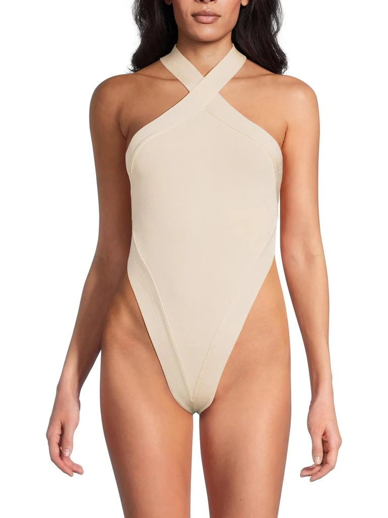 Yves Saint Laurent Ribbed Open-Back Bodysuit 2