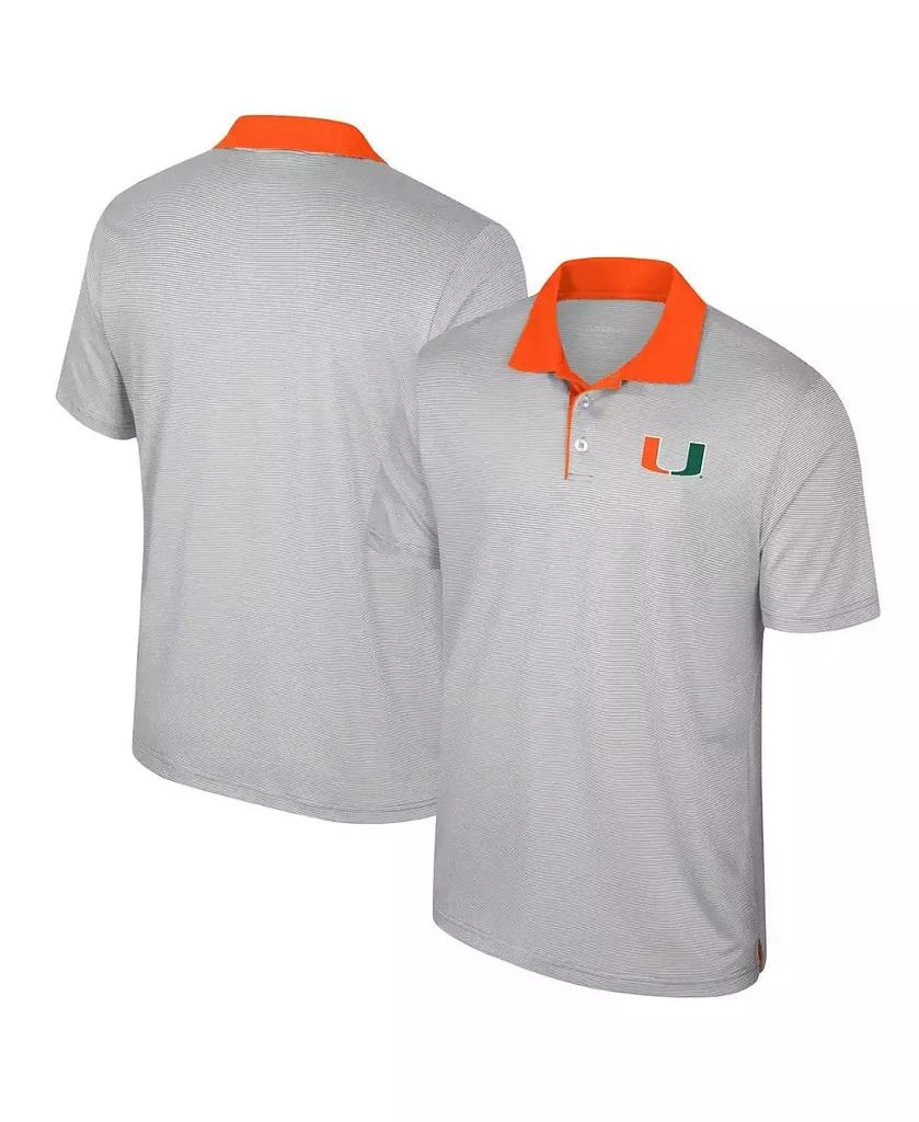 Colosseum Men's Gray Miami Hurricanes Big Tall Tuck Striped Polo 1