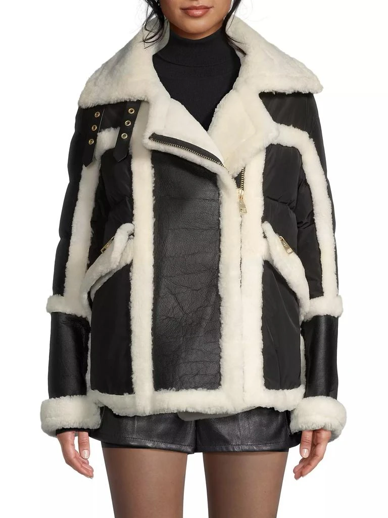 Nicole Benisti Mixed Media Shearling Down Moto Jacket 3