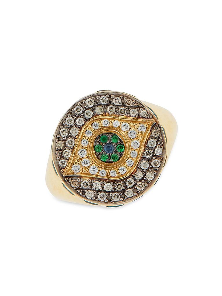 Ileana Makri Evil Eye 18K Yellow Gold & Multi-Stone Dawn Chevalier Ring