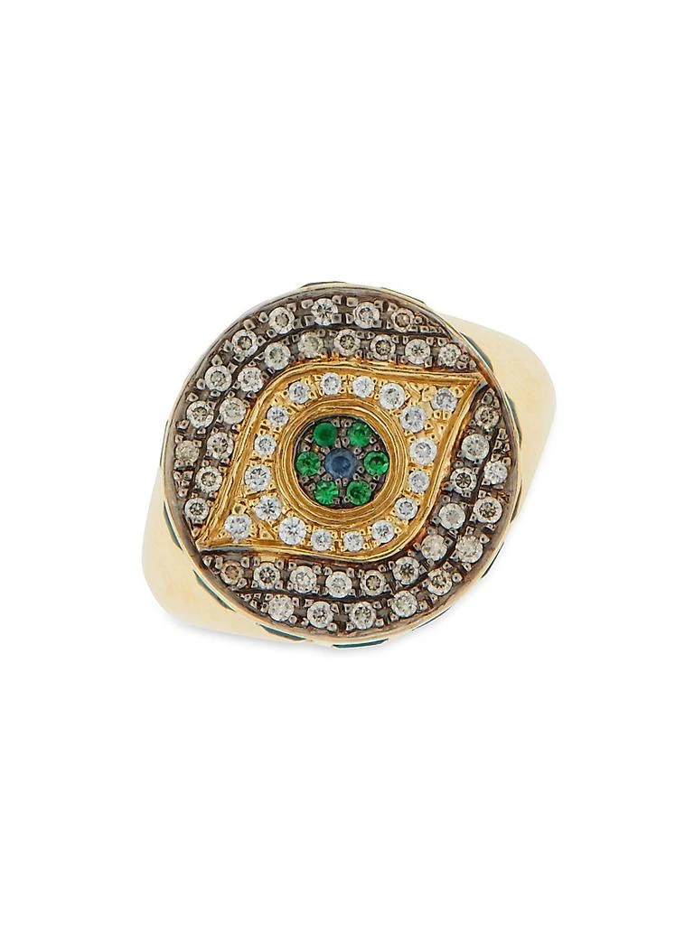 Ileana Makri Evil Eye 18K Yellow Gold & Multi-Stone Dawn Chevalier Ring 2