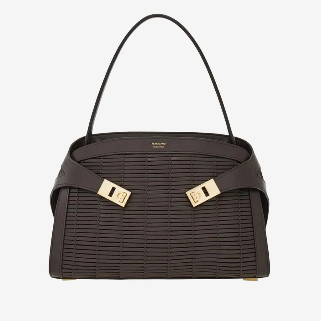 Ferragamo Woven Top Handle Shoulder Bag