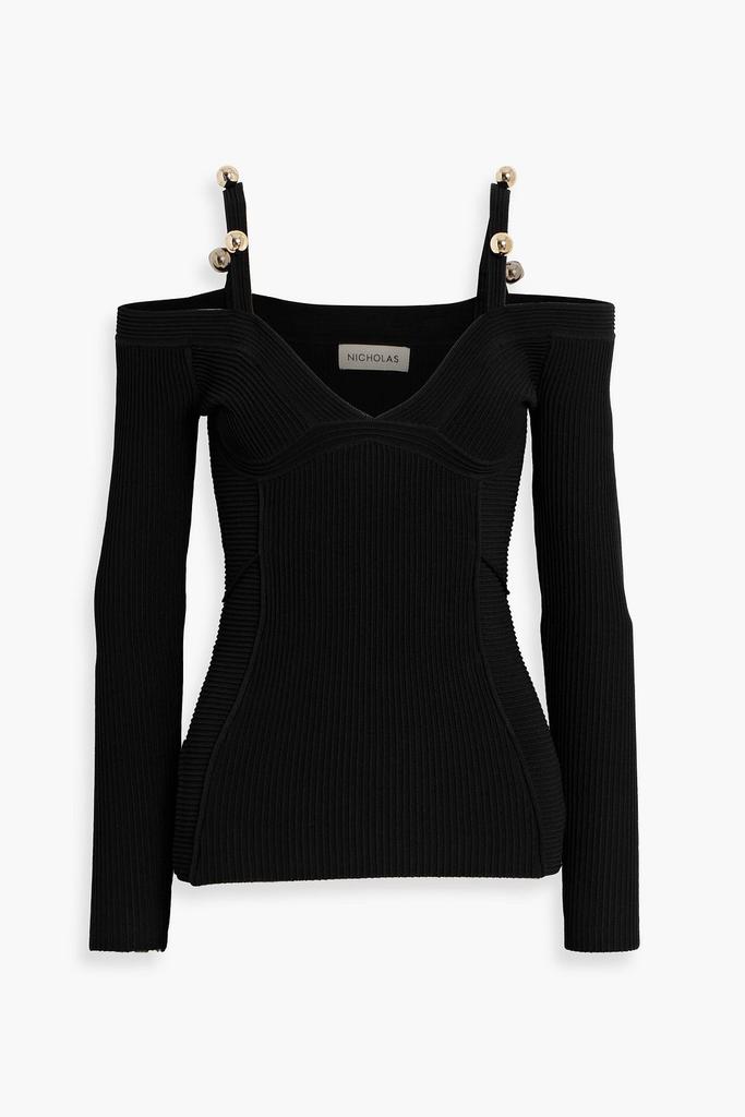 NICHOLAS Cold-shoulder ribbed-knit top
