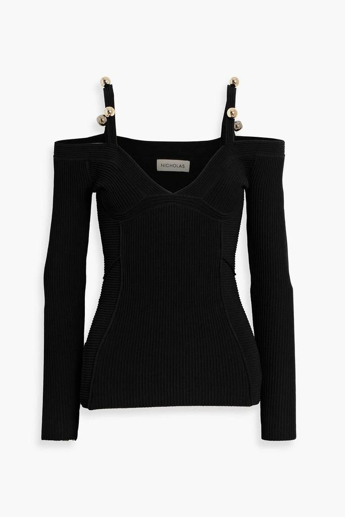 NICHOLAS Cold-shoulder ribbed-knit top 1