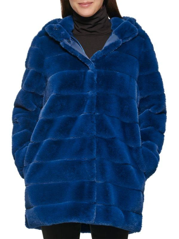 Kenneth Cole Channel Quilted Faux Fur Coat 5