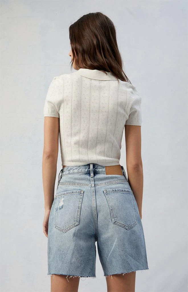 PacSun Light Indigo Ripped Denim Dad Jorts 3