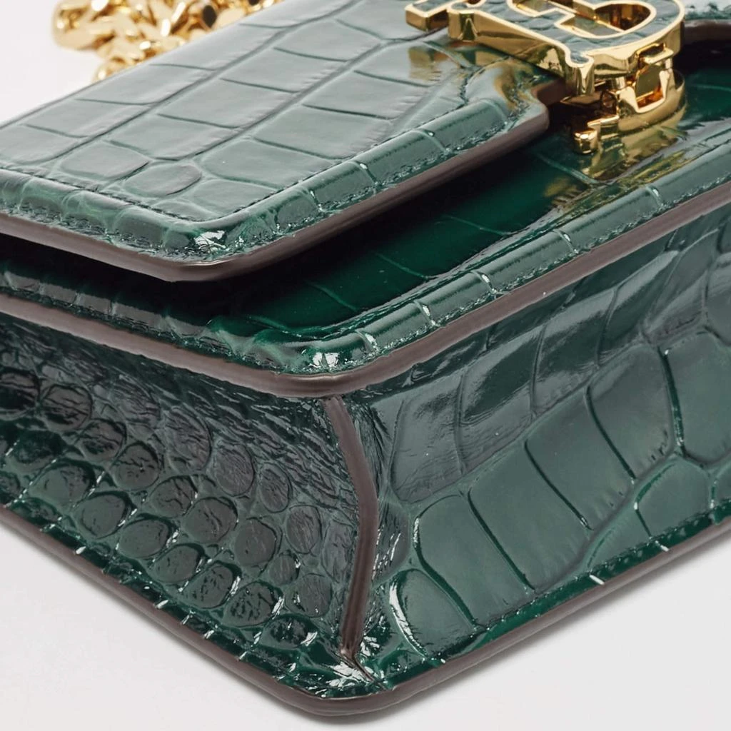 Burberry Burberry Green Croc Embossed Patent Leather TB Elongated Chain Bag 11