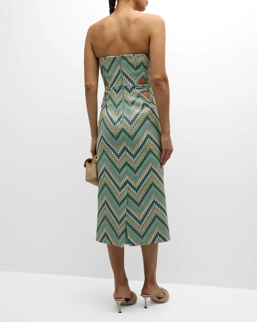 Ramy Brook Clare Chevron Jacquard Cutout Strapless Dress 6