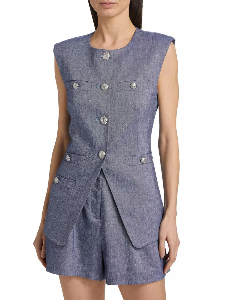 VERONICA BEARD Tamara Linen-Blend Vest 3