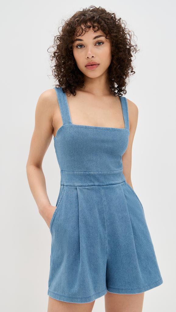 Susana Monaco Stretch Denim Apron Romper