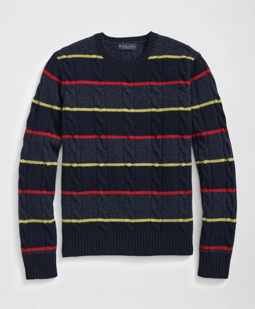 Brooks Brothers Archive Cable Striped Sweater in Merino Wool