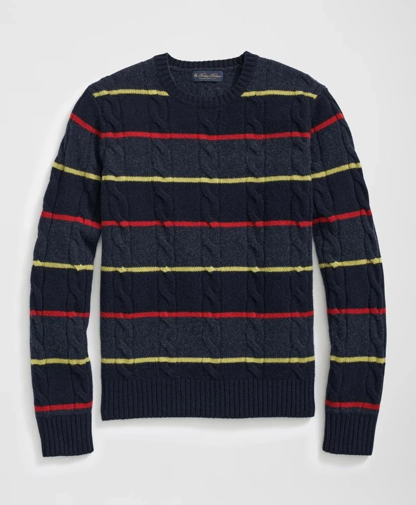 Brooks Brothers Archive Cable Striped Sweater in Merino Wool 1