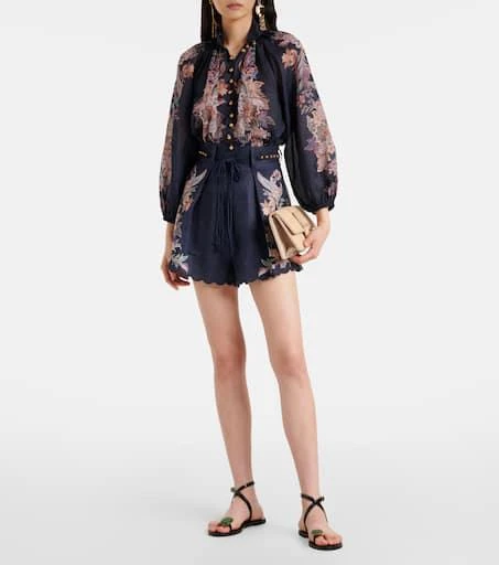 Zimmermann Rhiannon paisley embroidered linen shorts 2