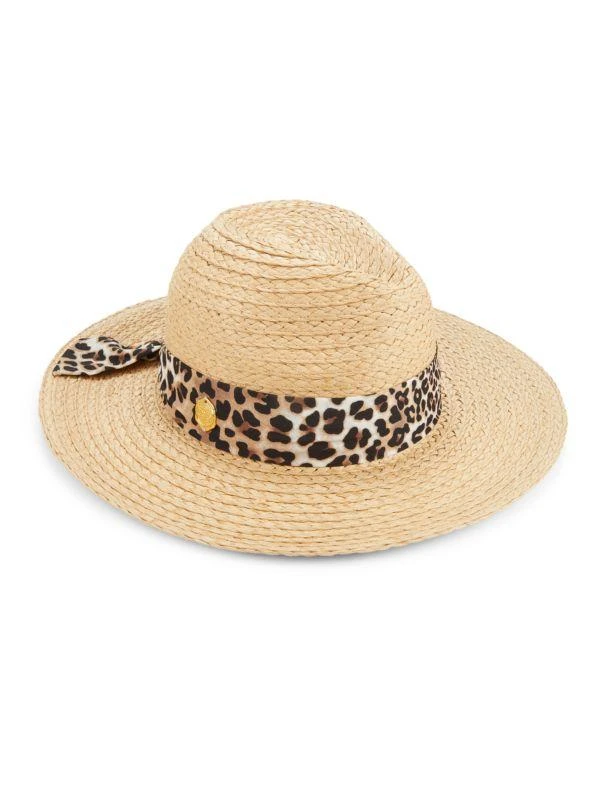 Vince Camuto Animal Print Trim Panama Hat 1