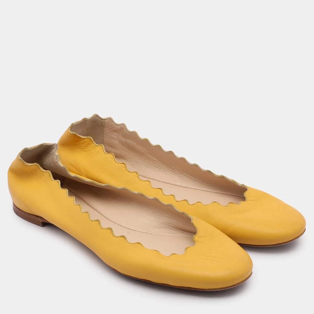 Chloé Chloe Yellow Leather Scalloped Ballet Flats Size 35 4