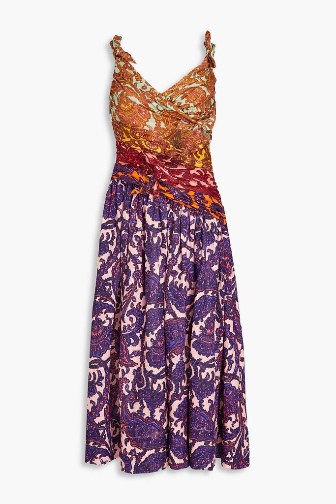 Zimmermann Cutout knotted printed linen midi dress