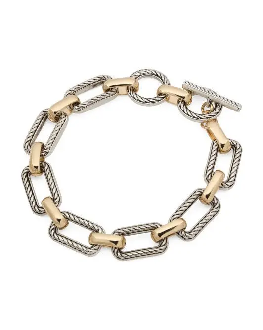 TRUE TO FORM 14kt Gold Plated And Silver Plated Link Toggle Bracelet