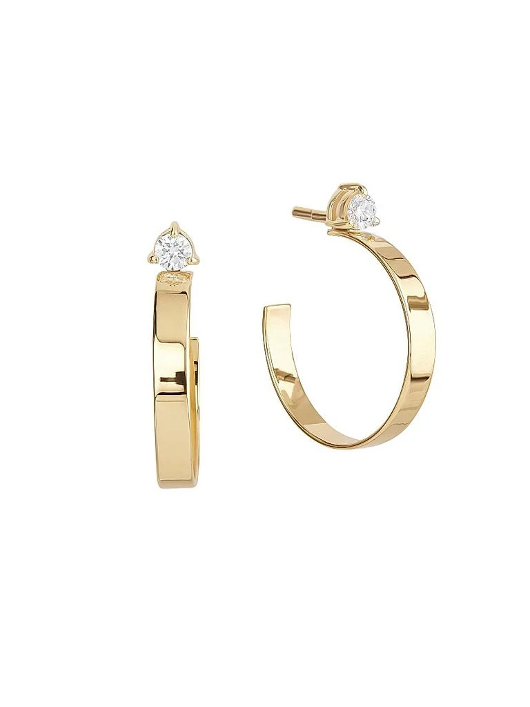 LANA Solo 14K Yellow Gold & 0.13 TCW Diamond Huggie Hoop Earrings 1