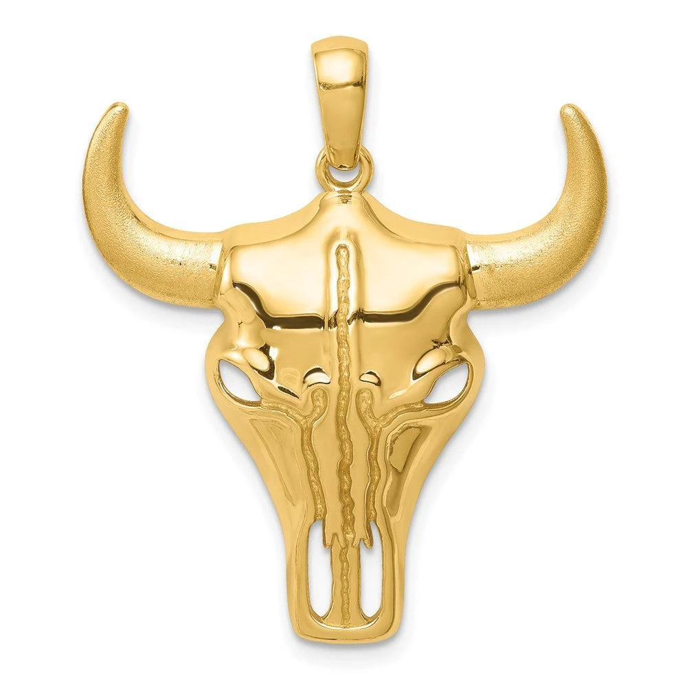 Diamond2Deal 14k Yellow Gold Steer Skull Pendant 1