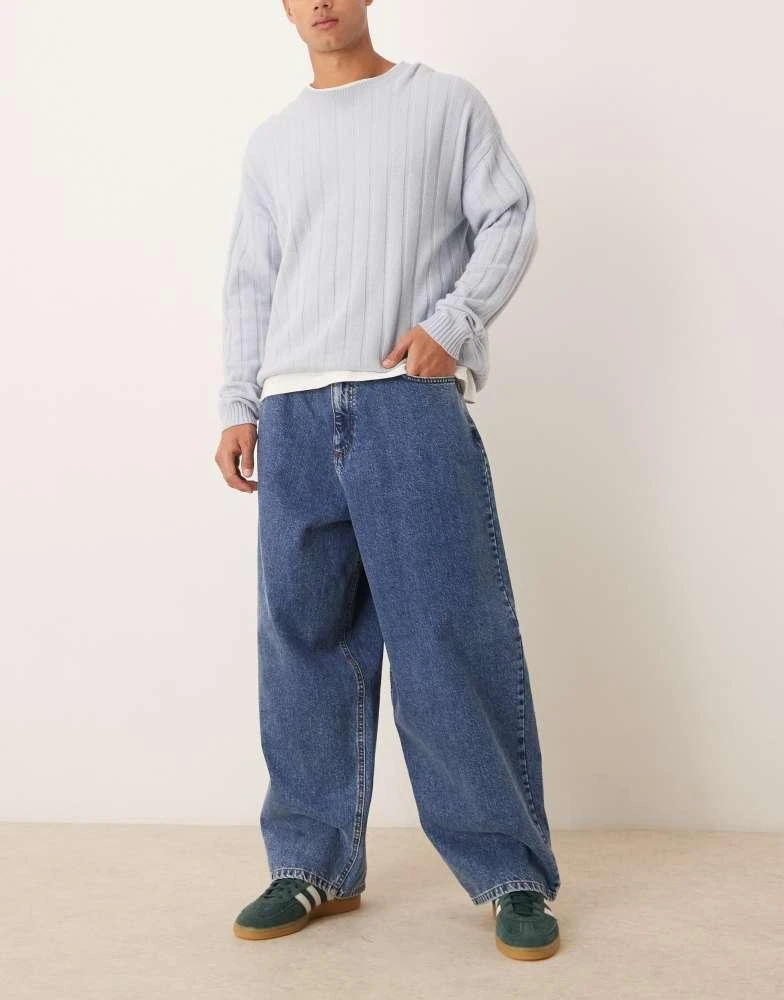 ASOS ASOS DESIGN oversized baggy jeans in mid wash blue 1