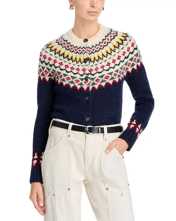 AQUA Fair Isle Cardigan - Exclusive