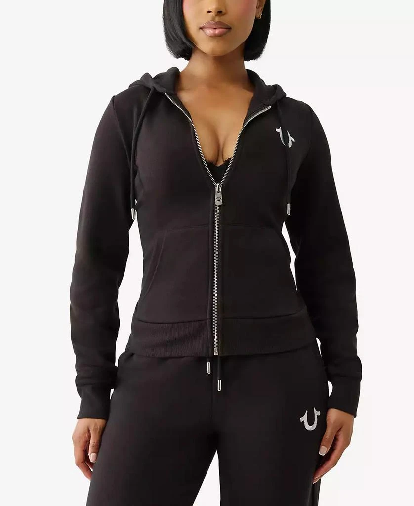 True Religion Women's Lurex Buddha Zip Up Hoodie 1