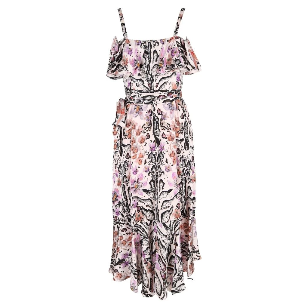 Temperley London Ruffled Printed Hammered Midi Dress in Multicolor Silk 1