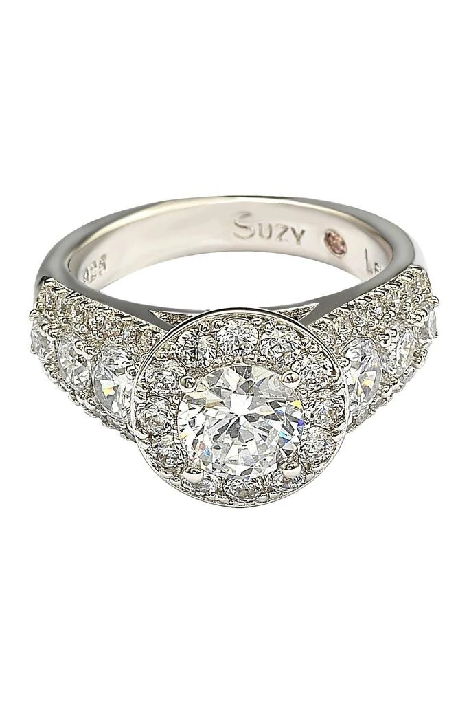 Suzy Levian Sterling Silver White CZ Engagement Ring 1
