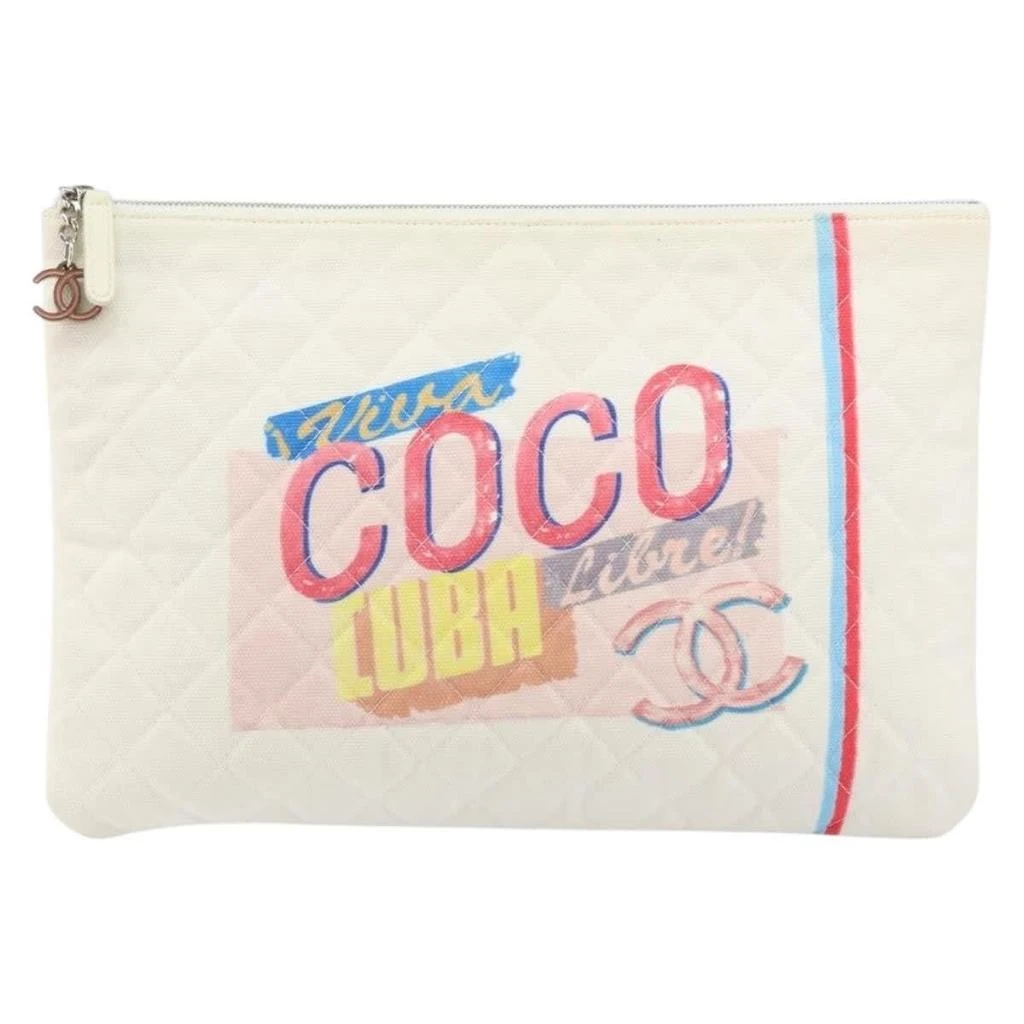 Chanel Coco Cuba Pouch Printed Quilted Canvas Canvas Clutche 
Pouche Bag (Pre-Owned)