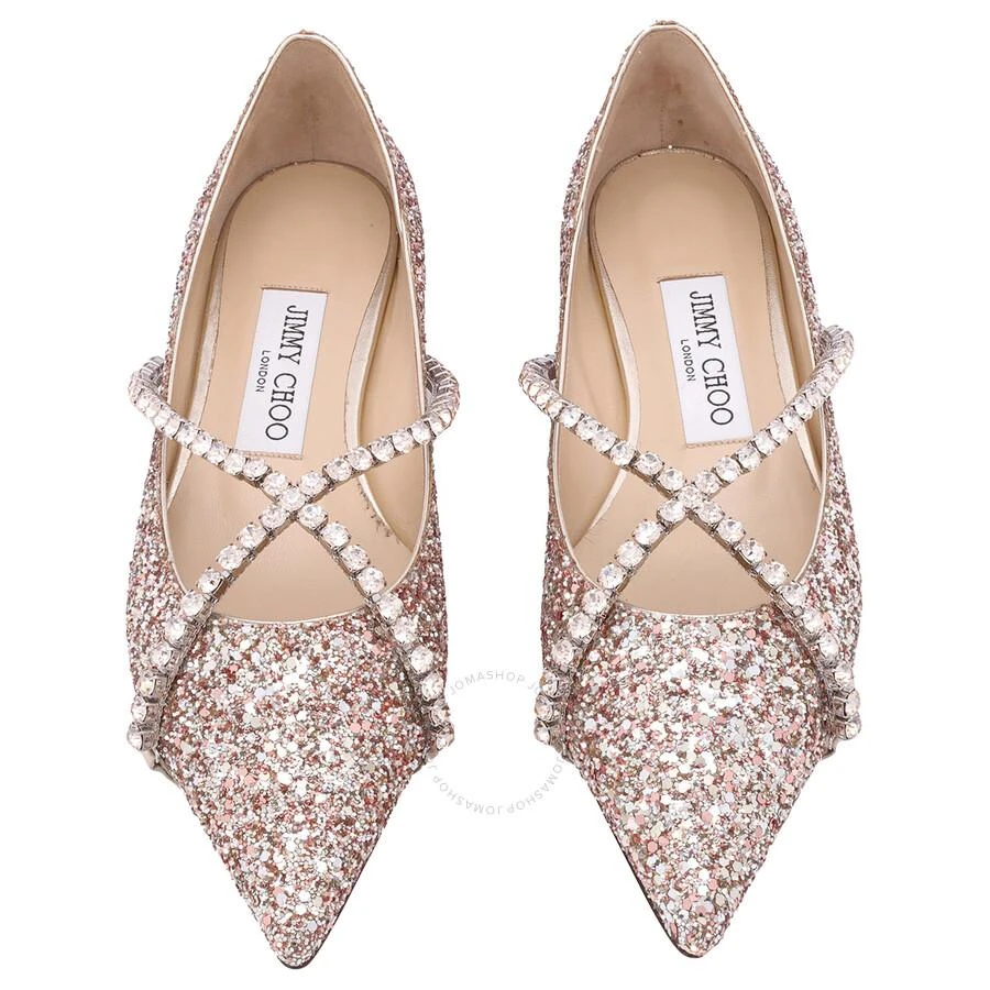 Jimmy Choo Rose Mix/Crystal Honey Glitter Genevi Flats 3