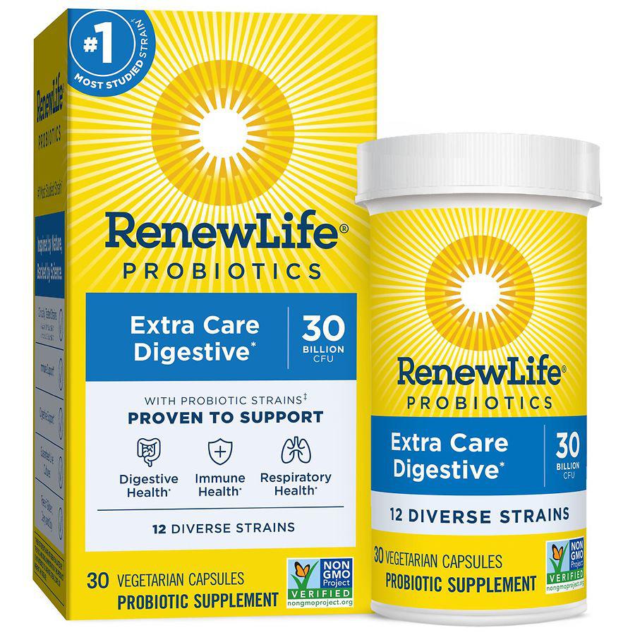 ReNew Life Adult Extra Care Digestive Probiotic, 30 Billion CFU Per Capsule