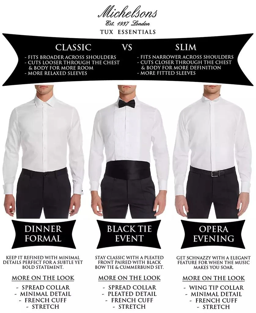 MICHELSONS OF LONDON Stretch Pleated Bib French Cuff Tuxedo Shirt, Regular & Slim Fit 2