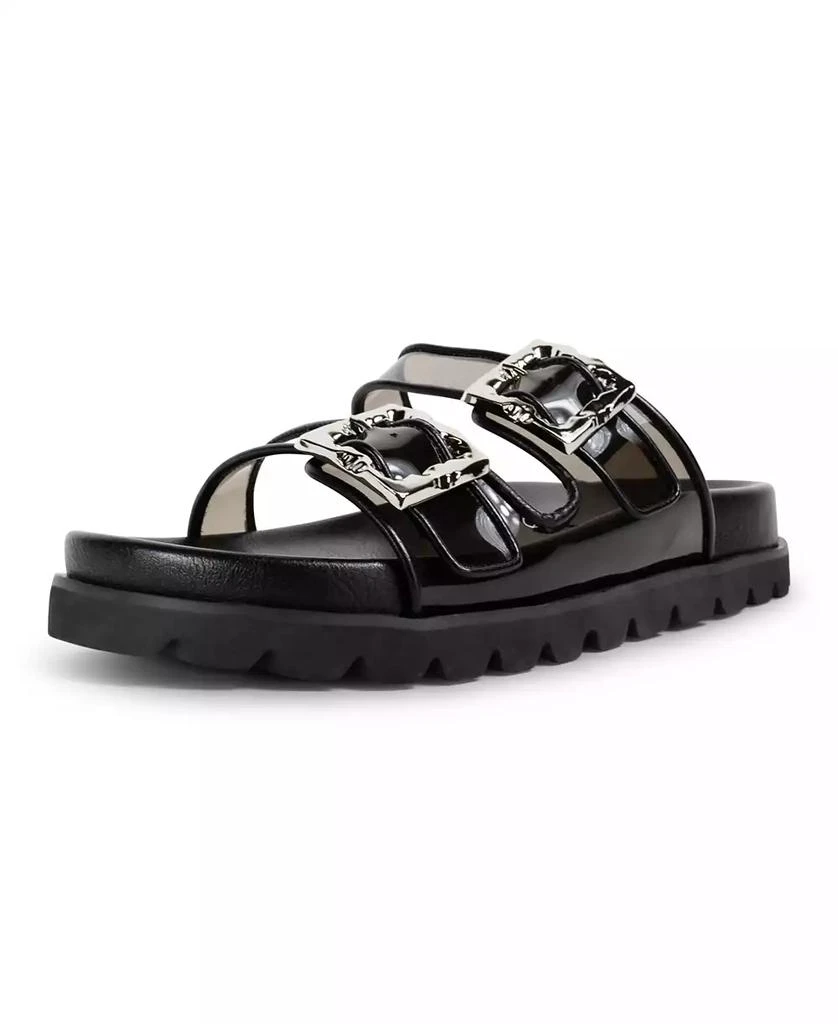 SMASH Shoes Women's Kaia Double Band Buckle Sporty Flatform Footbed Slide Sandals - Extended Sizes 10-14 10
