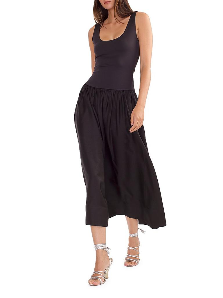 Cynthia Rowley Mixed Media Dropwaist A-Line Midi-Dress