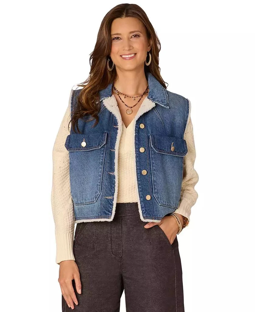 Democracy Women's Sherpa Lined Denim Vest 1