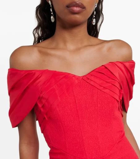 REBECCA VALLANCE Chiara off-shoulder crêpe midi dress 4