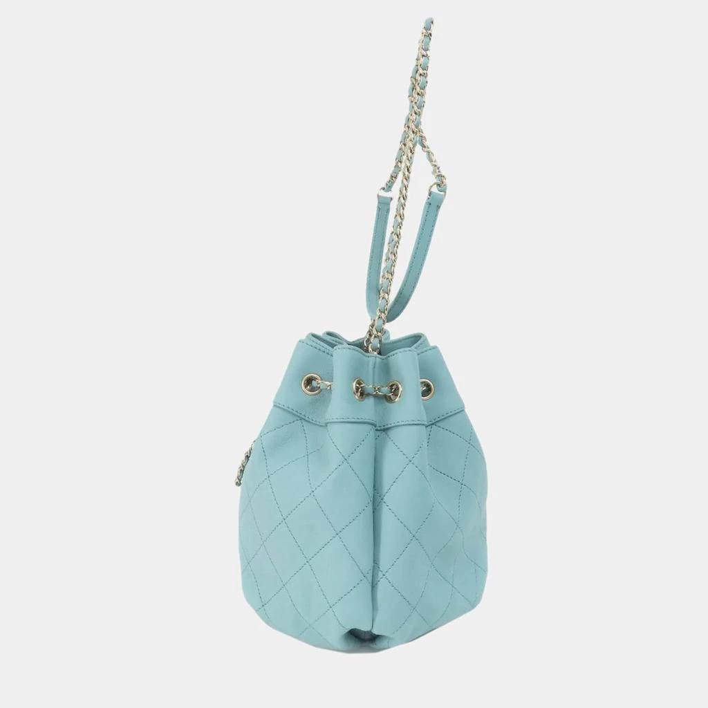 Chanel Chanel Blue Lambskin Quilted CC Drawstring Bucket Bag 3