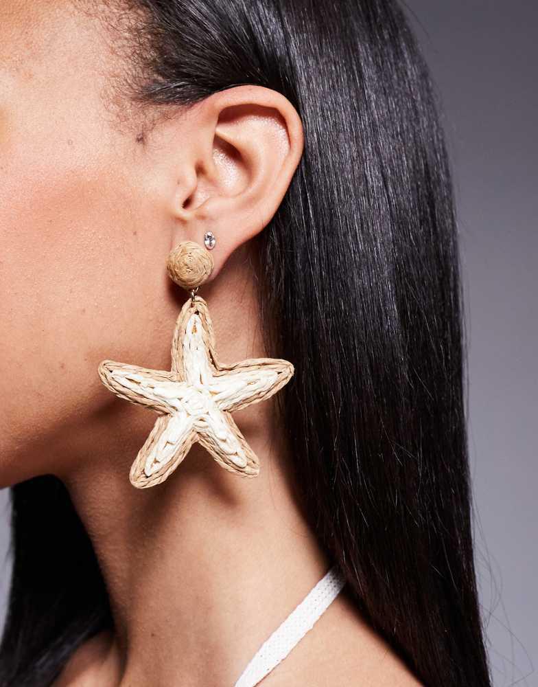 8 Other Reasons 8 Other Reasons straw starfish earrings in natural