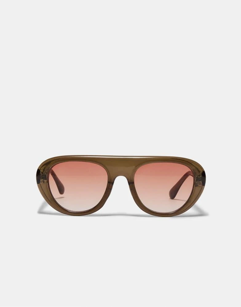 Stradivarius brown aviator-style sunglasses Stradivarius Stradivarius aviator sunglasses in brown  main image 2